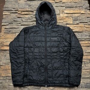 Columbia Thermal Coil Puffer Coat Winter Jacket Women’s Large Hooded Black Zip